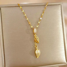 Exquisite Zircon Stainless Steel Heart Shaped Pendant Necklace Women Girls Gift