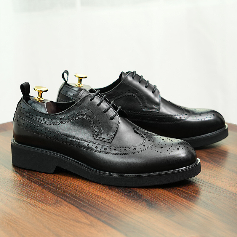 SAOLA Oxford suola spessa uomo business autunno inverno punta tonda stringate alari brogues