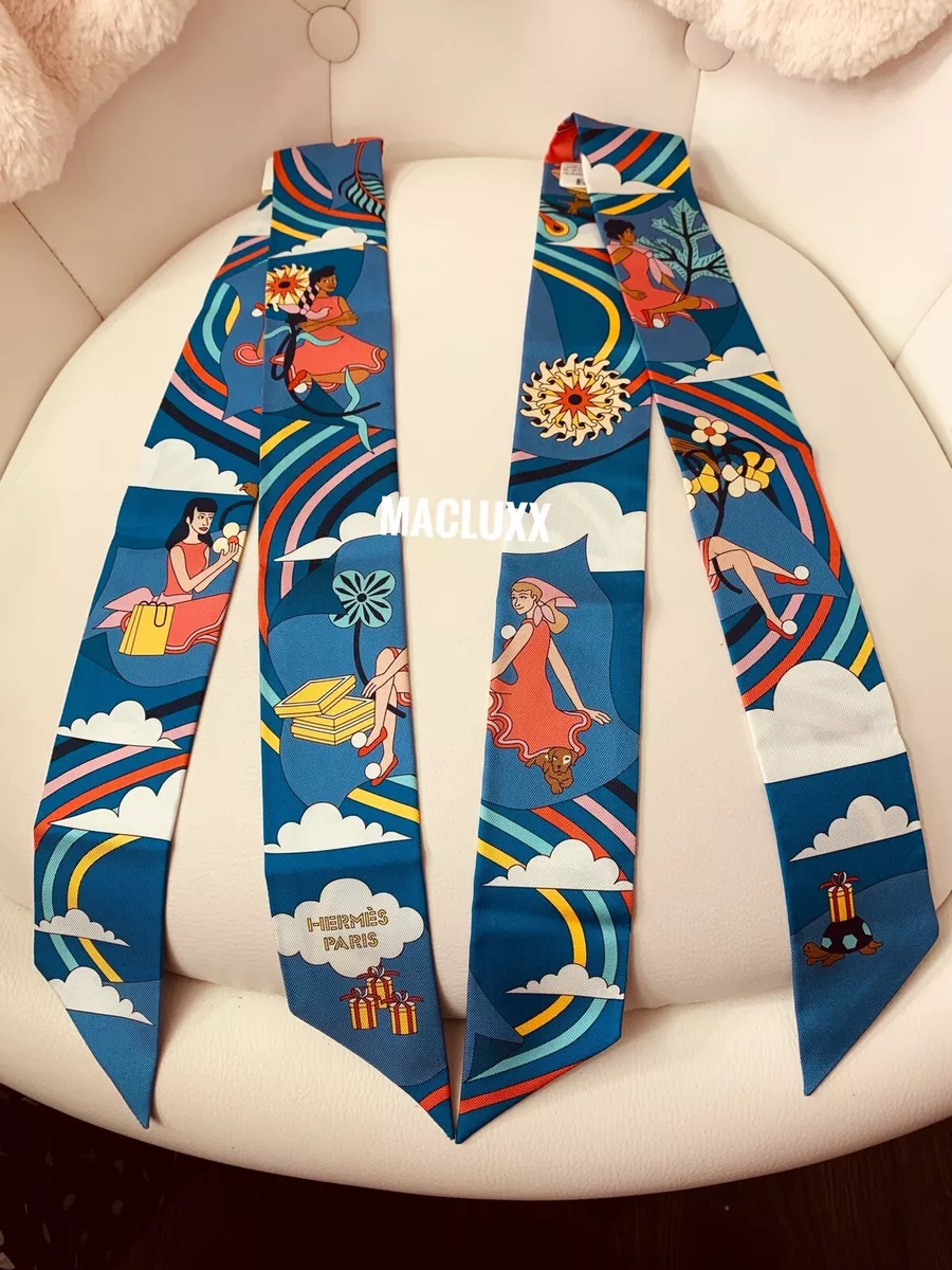 Hermes Twilly Carres Volants Bleu/Jaune Vif