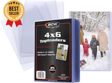 25 Pack 4x6 Postcard & Photo Top Loaders, Rigid PVC Sleeves, Clear Protectors