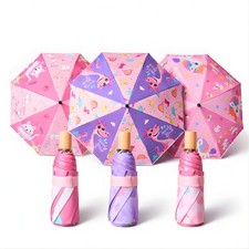 Kinder Regenschirm - manuell dreifach faltbar kompaktes Design, 8 Rippen, UPF 50+, 3 Designs