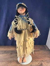 Paradise Galleries Thunder & Wind PEACEFUL DOVE 16" Porcelain Doll/Papoose