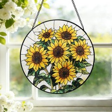 Sunflower Stained Glass Suncatcher   Sunflower Window Hanging Home Decor