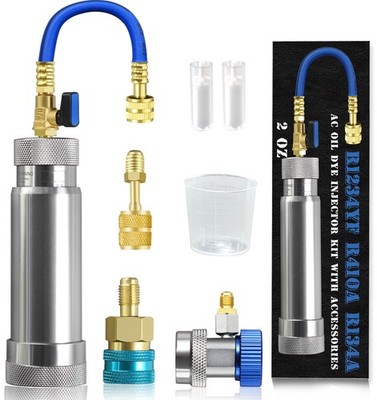GallopMax R134A & R1234YF & R410A AC Oil Dye Injector Kit with R134A Quick Co...