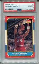 1986 Fleer Charles Barkley Rookie Card PSA 8 NM MINT Graded Basketball #7. rookie card picture