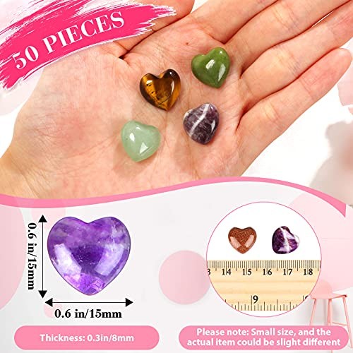 50 Pieces Natural Heart Palm Pocket Stone 0.6 Inch Assorted Heart-Shaped - Picture 5 of 8