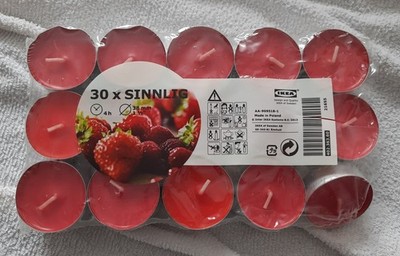 Teelichter, 29er Set, IKEA, rot & Erdbeerduft