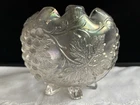 Vintage Dugan Iridescent Carnival Glass Grape Vase Footed Bowl