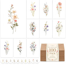 100 PACK Blank Cards with Envelopes, Blank Greeting Cards 4x6, Beautiful Blan...