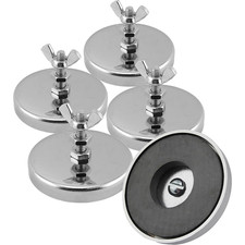 5 Master Magnetic Heavy Duty Round Base Magnets 35Lb Pull w/ Bolt Nuts Wing Nut