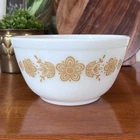 PYREX Butterfly Gold Mixing Bowl White & Gold Glass Floral Pattern 402