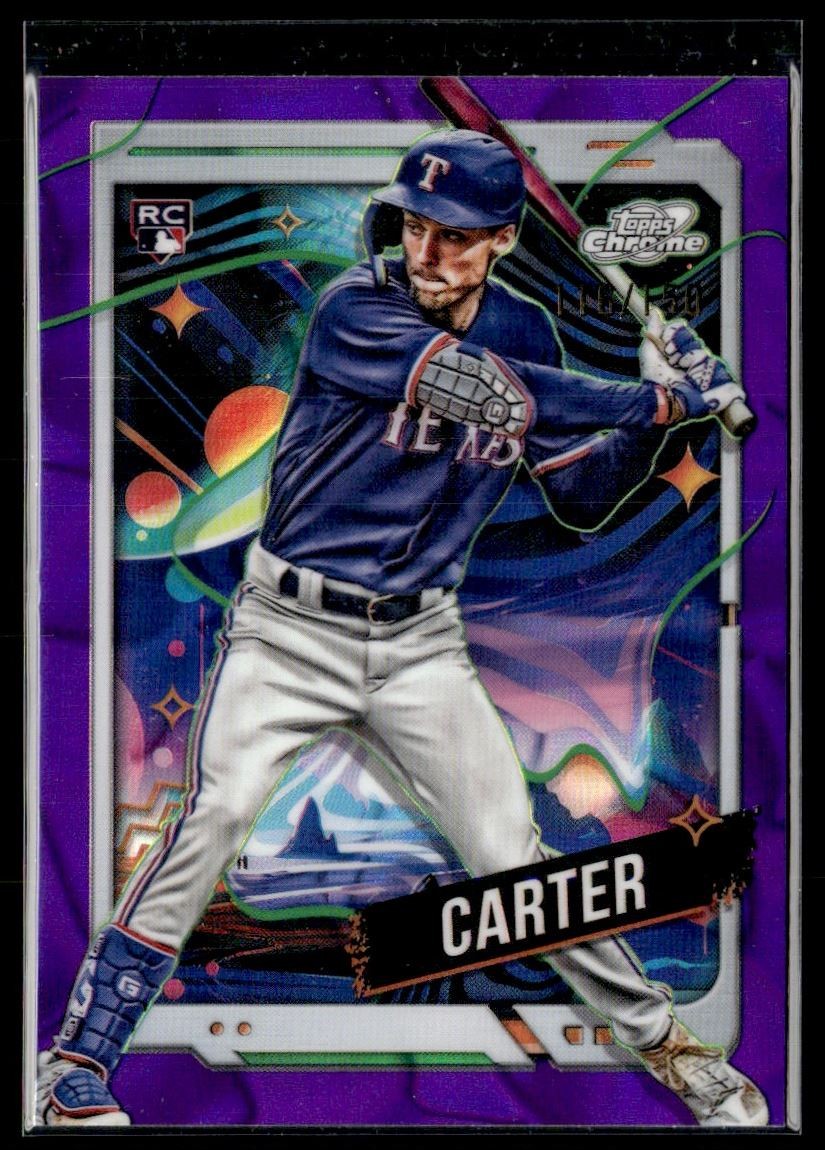 2024 Topps Chrome Cosmic Purple Refractor Evan Carter RC 116/199 Texas Rangers