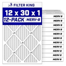 Filter King 12x30x1 Air Filter MERV 8, AC Furnace Filters 12-Pack