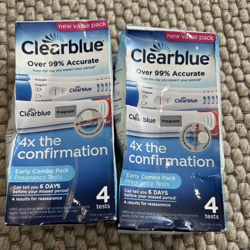 (2) Clearblue, 4x the Confirmation Early Combo Pack Pregnancy Tests 4 Tests 4/27