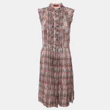 CH Carolina Herrera Multicolor Printed Silk Pleated Midi Dress M