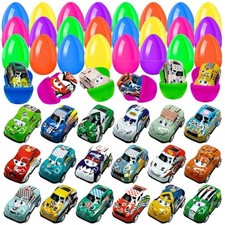 24 Pcs Prefilled Easter Eggs with Vehicle Toys, Filled Easter Eggs with Toys