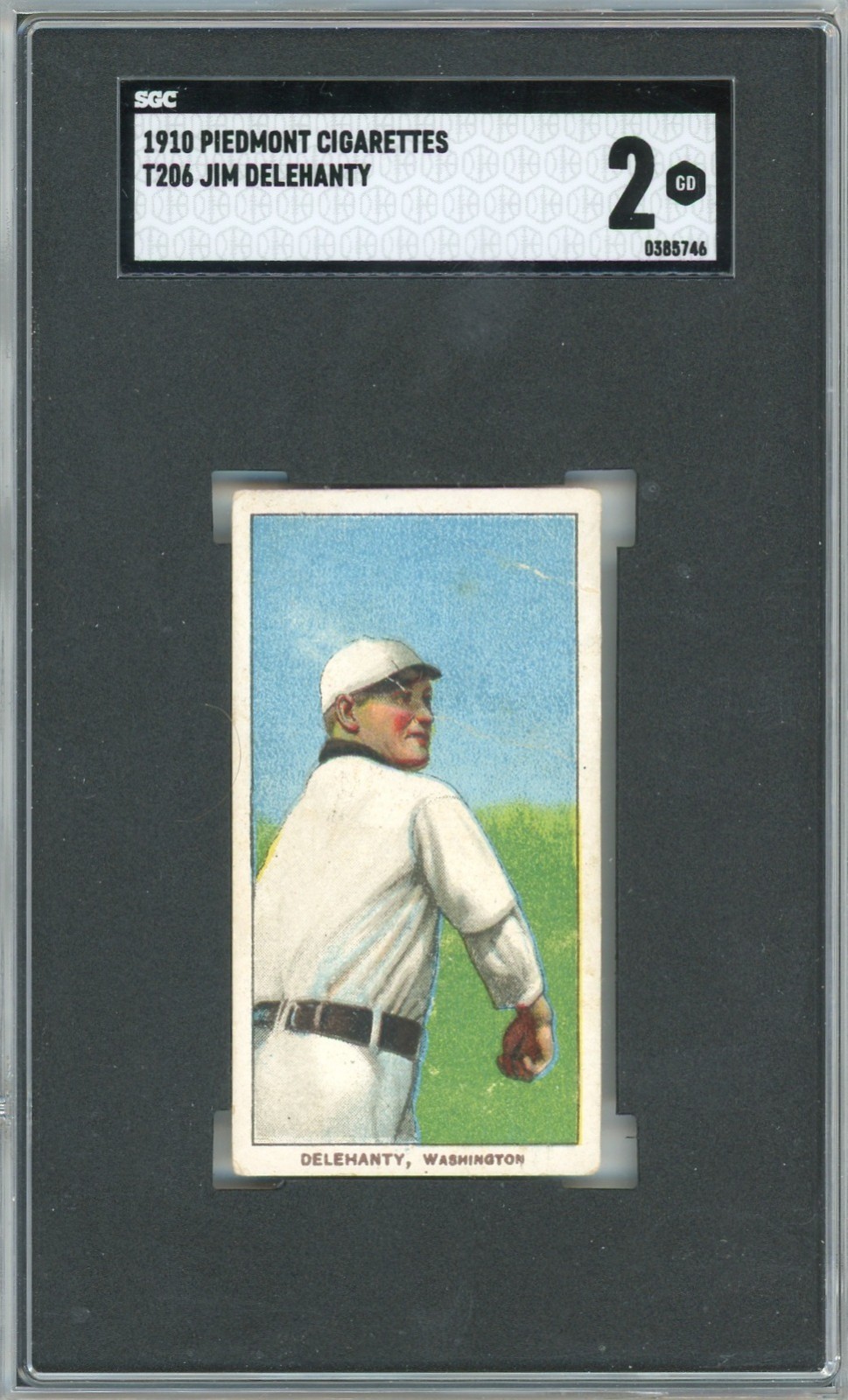 T206 - 1910 - JIM DELEHANTY - PIEDMONT 350 BACK - SGC 2