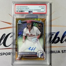 Aroon Escobar 2025 Bowman Chrome #CPAAE 1st Auto Gold Shimmer /50 PSA 9 Phillies