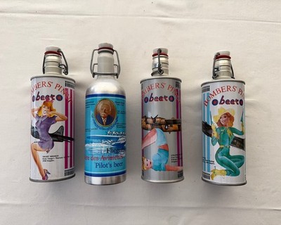 4x Bierflaschen leer Bombers Pin up Beer Fliegerbier  Engel Brauerei