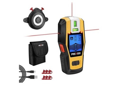 PREXISO 2-in-1 Stud Finder with Laser Level, Rechargeable Cross Line Laser