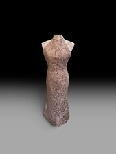 VTG Sherri Hill Signature Gown Dusty Lilac Lace Overlay Long Formal Dress Sz 4