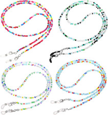 4Pcs Beaded Eyeglass Chains, Eye Glasses Holders around Neck, Glass Chain for Wo