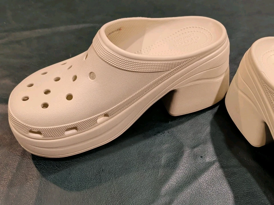 Crocs Sirena Tacón Plataforma Zueco Crema Zapatos Hombres 11 Mujeres 13 ¡¡Bonito!!! Foto 4 de 4