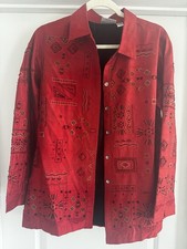 Chicos Design 100 Silk Embrodiered and Beaded Indian Inspired Jacket Size 1