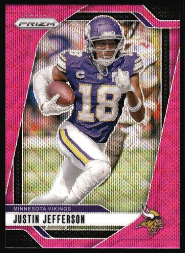 2024 Panini Prizm Justin Jefferson Pink Wave Refractor #187 Minnesota Vikings