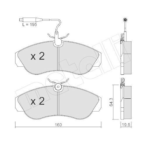 Kit de plaquettes de frein Metelli 22-0155-0 pour entretien Citroën