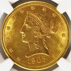 1907 US Gold $10 Eagle Coin NGC UNC Details
