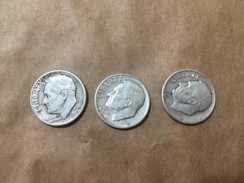 Lot Of 3  Roosevelt Dimes   1949