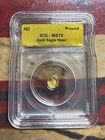 .9999 Fine Gold Eagle Head 1/500 OZ ICG MS70 Round ND