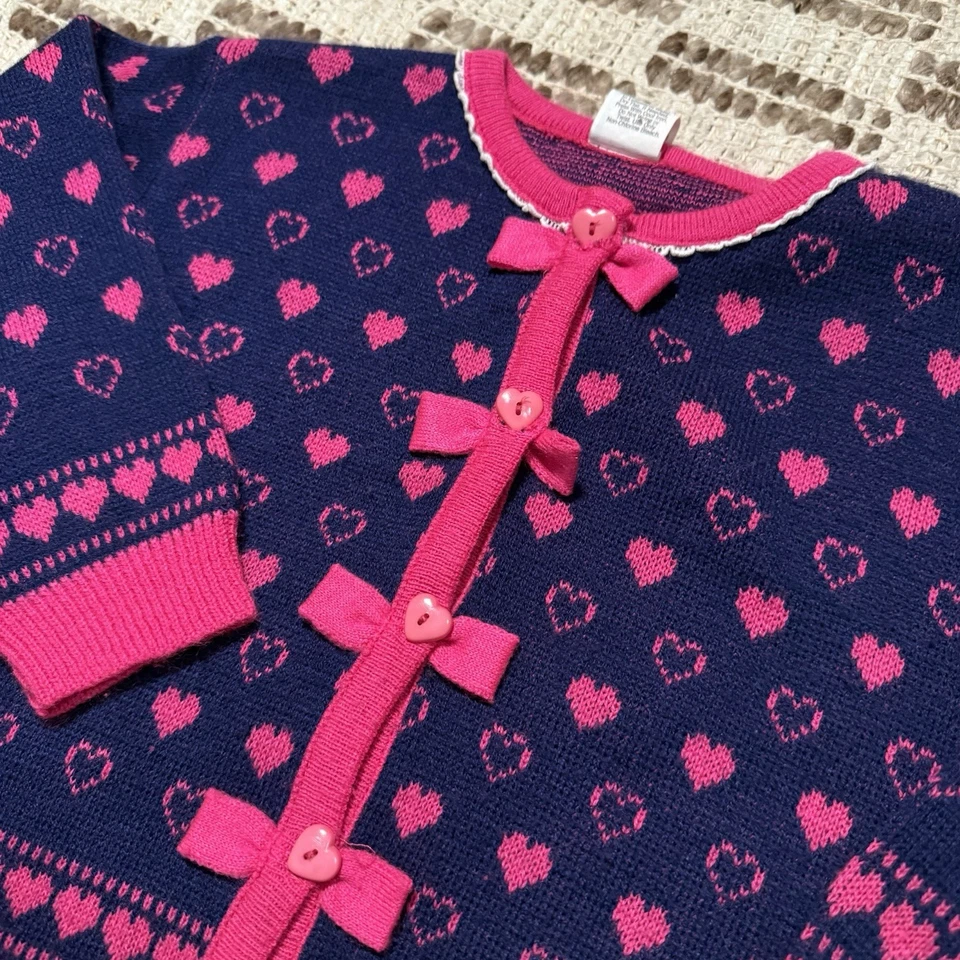 Conjunto de falda plisada suéter lazo corazón vintage años 80 90 talla 3 niño pequeño coqueta preppy Foto 2 de 4