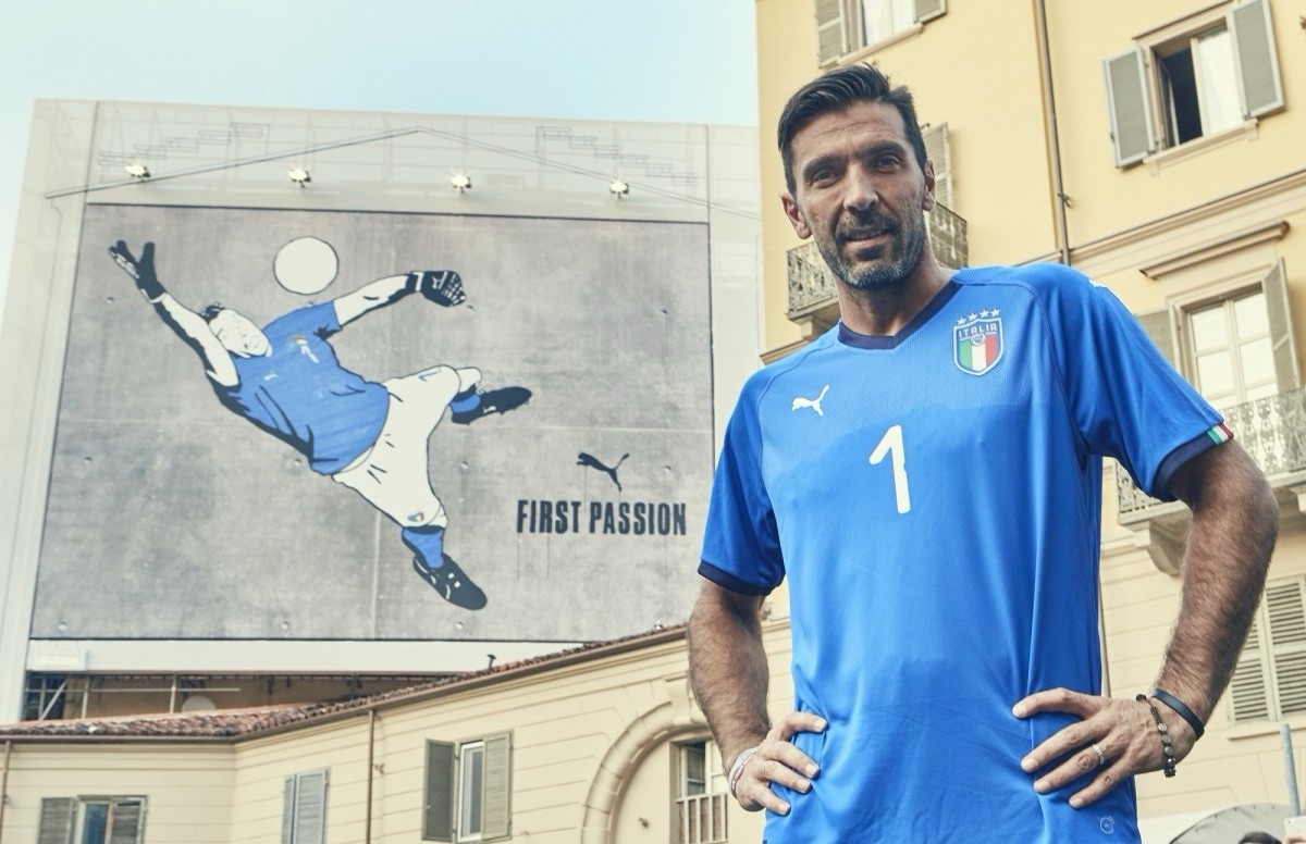 ITALY PUMA 2018 WORLD CUP FOOTBALL PLAYER ISSUE GK JERSEY #1