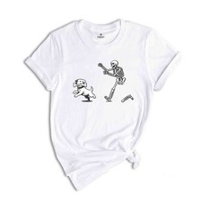 Halloween Skeleton Chasing Dog T-Shirt, Dog Lover Gifts, Funny Skeleton Shirts,