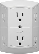 6 Outlet Wall Adapter Tap - ETL Listed, 15A 125V 1875Watts, 3 Sided Grou