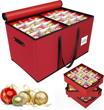 Christmas Ornament Storage Box, Stores 96-4" Large Ornaments with Individual Tra