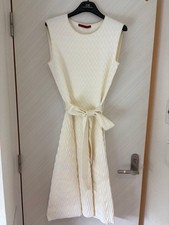CAROLINA HERRERA Knit Dress New Ivory Sleeveless with Waist Ribbon XS