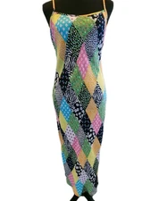 Rixo X Target S Dress Diamond Patchwork Maxi Slip Sundress Y2K Boho Retro Mod