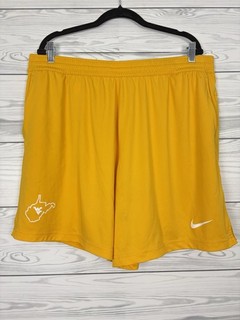 NIKE DRI FIT WVU WEST VIRGINIA MOUNTAINEERS FOOTBALL SHORTS TEAM ISSUED 2XL GOLD