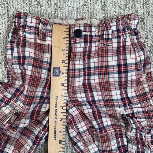 Gap Kids/Boy's Lightweight Plaid Cargo Shorts Flat Front Red Tan Black 6 - Picture 7 of 11
