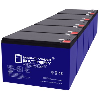 Mighty Max 12V 10AH GEL F2 Battery Replaces APC 700RMET 700NET 700RM - 5 Pack