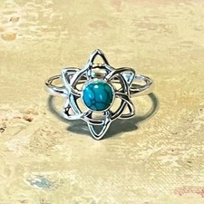 925 Sterling Silver Celtic Knot Star Ring wit...
