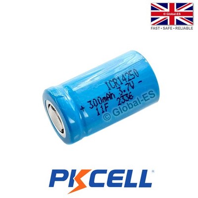 PKCELL ICR14250 1/2AA Li-Ion Flat Top 2C Akku - 3,7V 300mAh