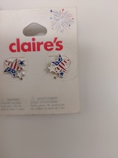 Claires New Post Pierced Earrings USA Map Fla...