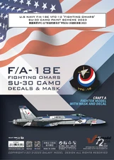 1/72 US Navy Aggressor Adversary SU-30 VFC-12 Fighting Omars Decals for Academy