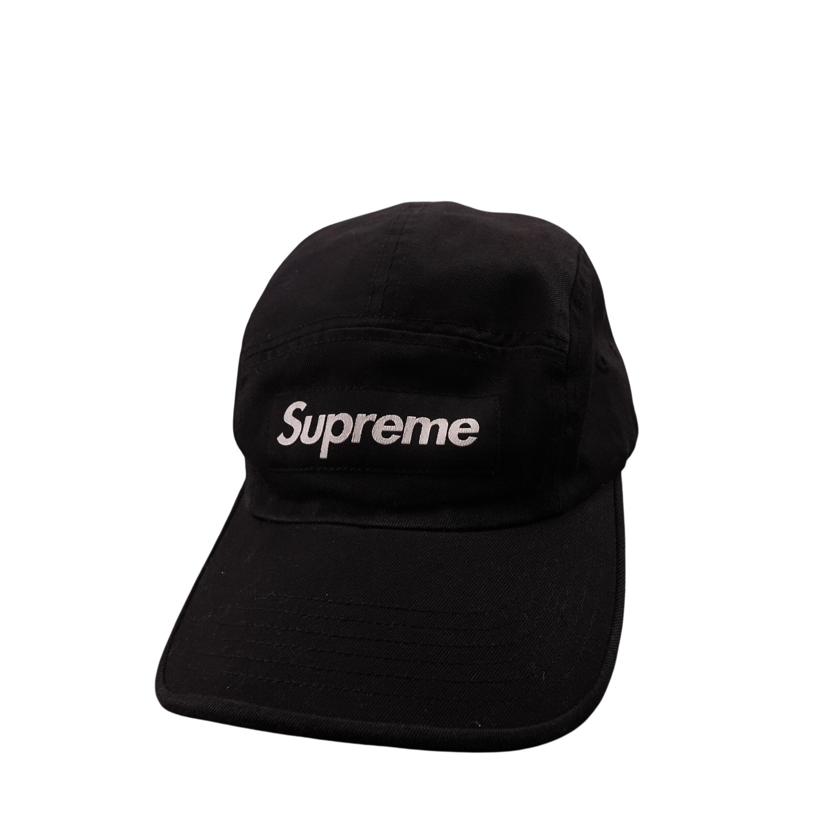 Supreme 5 Panel Camp Hat Black Box Logo Adjustable Strapback Made in USA Hat