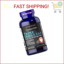 Puritan's Pride Premium Triple Active Omega 3-6-9 Fish, Flax, and Borage Oils, D