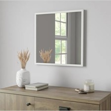 White Square Wall Mirror 55x55cm Wall Mount Bedroom Luving Room Decor UK